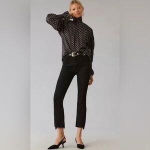 MOTHER Insider Crop Fray Hem Jeans Size 26 Not Guilty Black Wash Ankle